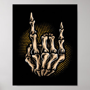 Skeleton Rock Hand Sign Halloween Music Lover 209 Poster