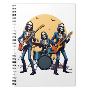 Skeleton Rockband � Lustiges Halloween-Shirt Notizblock