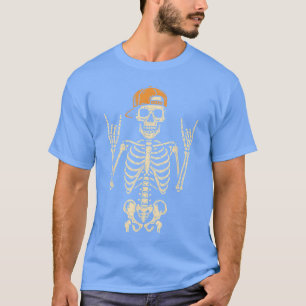Skeleton Rocker Rock On Handzeichen Punk Rock Roll T-Shirt