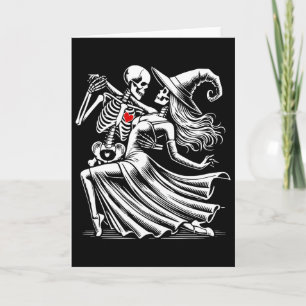 Skeleton Romance Tanz mit Hexe Karte