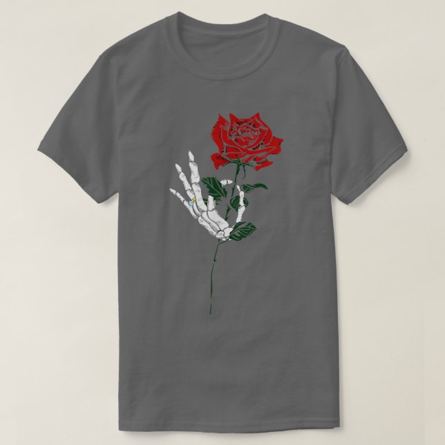 Skeleton Rose Bride Tattoo Design T-Shirt (Design vorne)