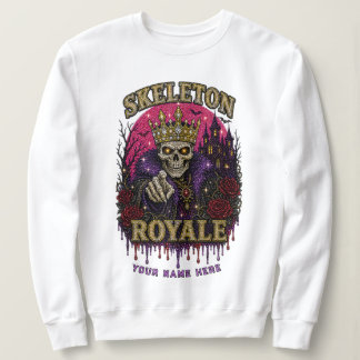 SKELETON ROYALE Goldkrone Rhinestone König Kunst Sweatshirt