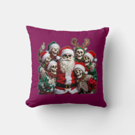 Skeleton Santa Christmas Group Photo – Festive 3D  Kissen