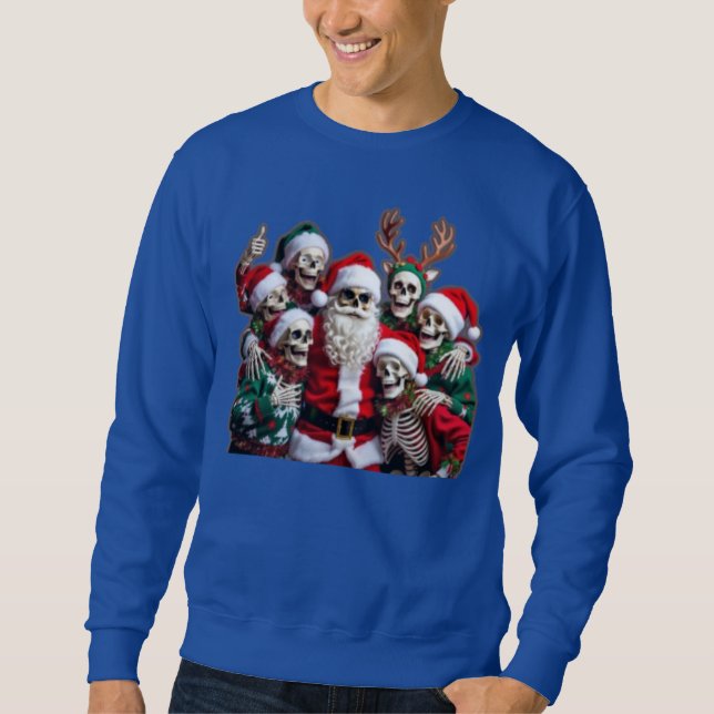 Skeleton Santa Christmas Group Photo – Festive 3D  Sweatshirt (Vorderseite)