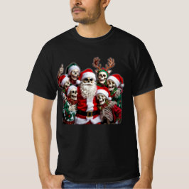 Skeleton Santa Christmas Group Photo – Festive 3D  T-Shirt