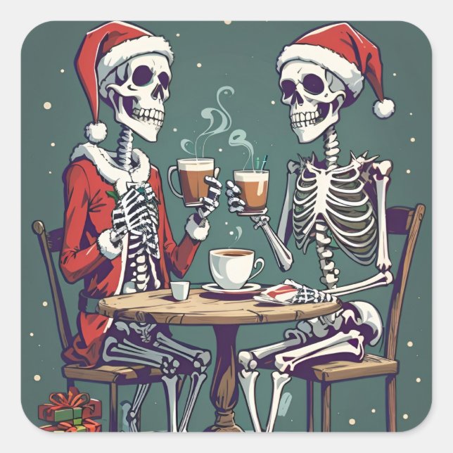 Skeleton Santa Claus Aufkleber (Vorderseite)