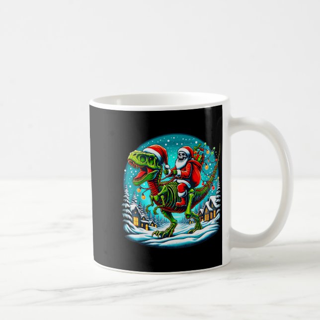 Skeleton Santa Riding T Rex Dinosaur Funny Christm Kaffeetasse (Rechts)