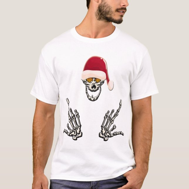 Skeleton Santa with Devil Horns T-Shirt (Vorderseite)