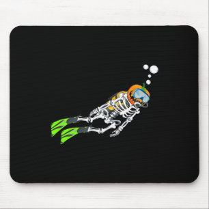 Skeleton Scu Diving Halloween Pumpkin Diver Mousepad