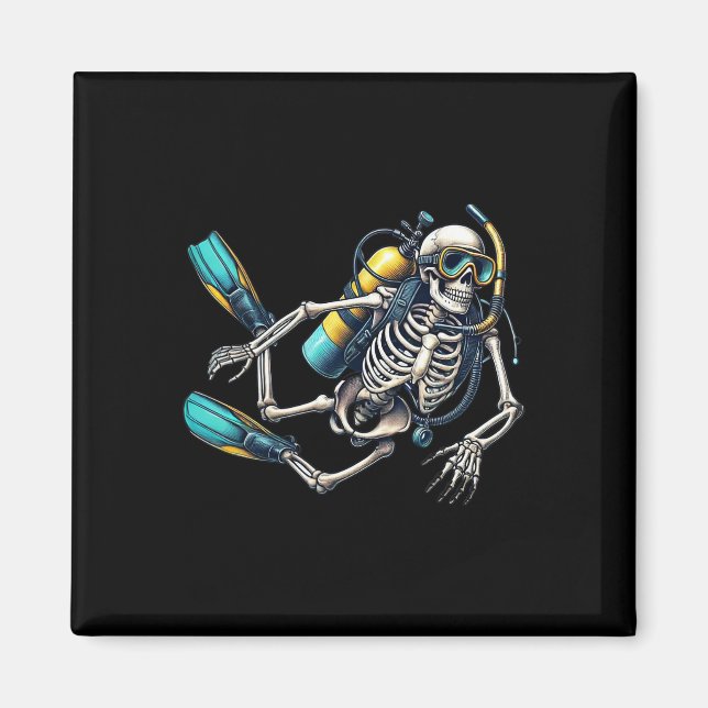Skeleton Scu Diving Halloween Skeleton Scu Diver Magnet (Vorne)