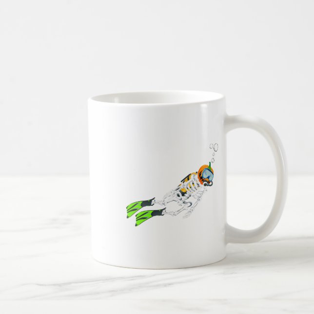 Skeleton Scuba Diving Halloween Pumpkin Diver Kaffeetasse (Rechts)
