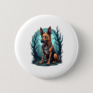 Skeleton Shepherd Dog Button