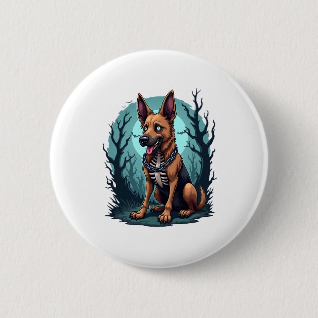 Skeleton Shepherd Dog Button (Vorderseite)