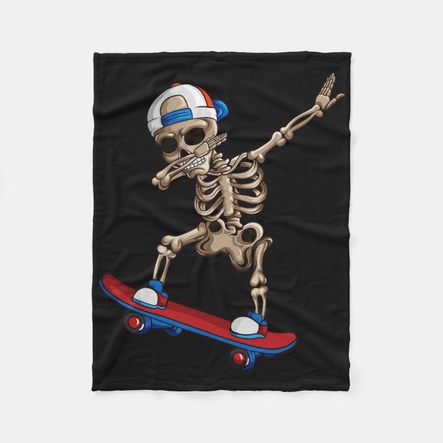 Skeleton Skateboard Skateboarding Skatefan Skater  Fleecedecke (Vorderseite)