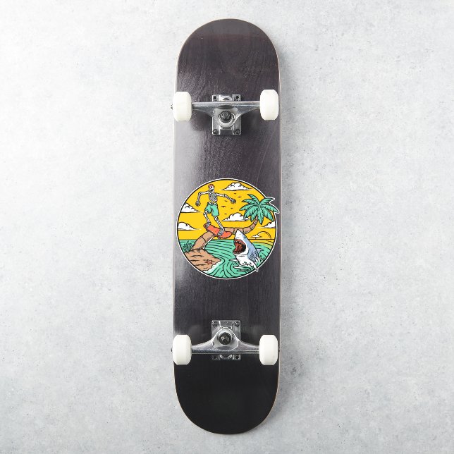 Skeleton Skateboard Typ Stranded Island Shark Aufkleber (Skateboard)
