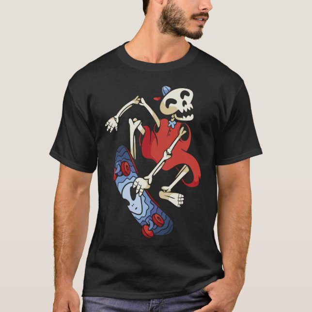 Skeleton Skateboarder Skater Skateboard T-Shirt (Vorderseite)