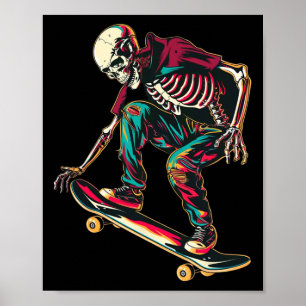 Skeleton Skateboarding – Retro-Neon-Skater-Totenko Poster