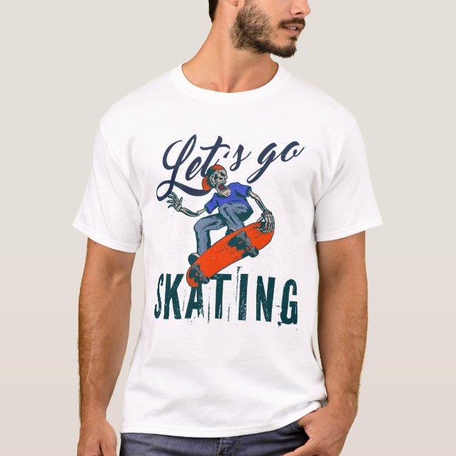Skeleton Skateboarding T-Shirt | Skate Street Art  (Vorderseite)