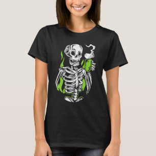 Skeleton Skull Alien Drink Coffee T-Shirt
