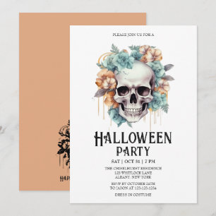 Skeleton Skull Blume Minze Halloween-Party Einladung