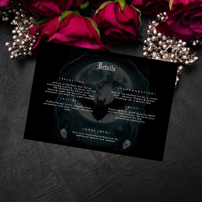 Skeleton Skull Dark Gothic Wedding Details Begleitkarte (Von Creator hochgeladen)