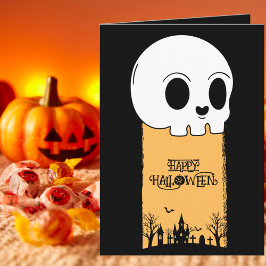 Skeleton Skull Graveyard Black Gothic Halloween Karte