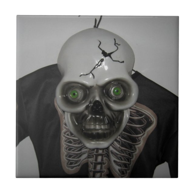Skeleton Skull Halloween Fliese (Vorderseite)