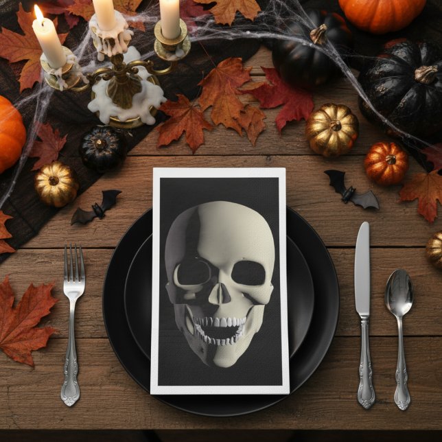 Skeleton Skull Halloween-Party Spooky Napkins Serviette (Spooky skull napkins for your Halloween Party)