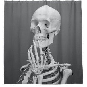 Skeleton Skull Halloween Schwarz und Weiß Grau Duschvorhang