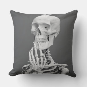 Skeleton Skull Halloween Schwarz und Weiß Grau Kissen