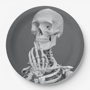Skeleton Skull Halloween Schwarz und Weiß Grau Pappteller