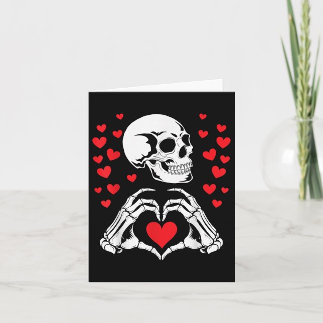 Skeleton Skull Hands Herz Valentinstag Funny Bo Karte (Vorderseite)
