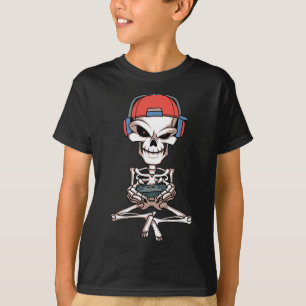 Skeleton Skull Video Gamer Halloween Outfit Men Bo T-Shirt