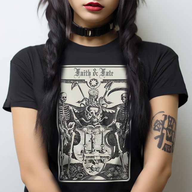 Skeleton Skulls Macabre Viktorianisch Gothic T-Shirt (Perfect for people who just love the dark side of life. This is a personalised Memento Mori Tshirt.)