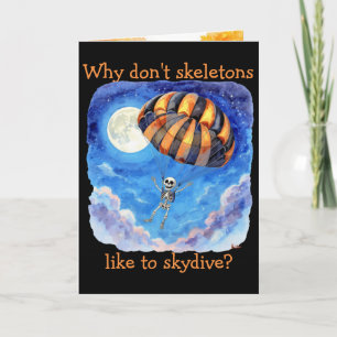 "Skeleton Skydiver" Kinderwitz Halloween Karte