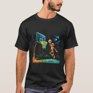 Skeleton Slam Dunk Hoop Bysketbyll Halloween Men B T-Shirt