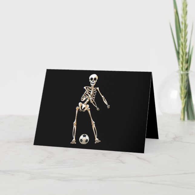 Skeleton Soccer Halloween Flossenblütenspiel Karte (Vorderseite)