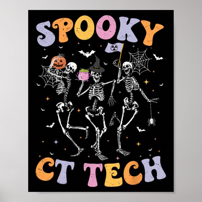 Skeleton Spooky Ct Tech Computertomographie Tech H Poster (Vorne)