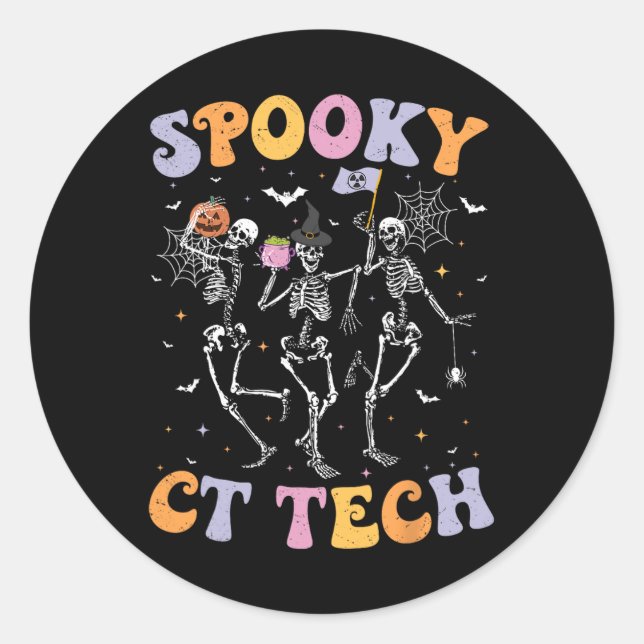 Skeleton Spooky Ct Tech Computertomographie Tech H Runder Aufkleber (Vorderseite)