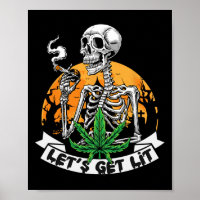 Skeleton Stoner Rauchen Unkraut Lit Hallowe