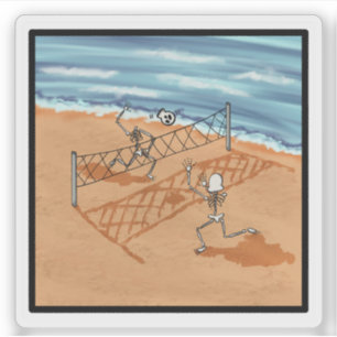 Skeleton-Strand-Volleyball-Aufkleber Aufkleber