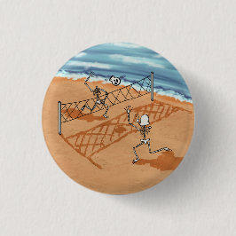 Skeleton-Strand-Volleyball-Pinback-Button Button