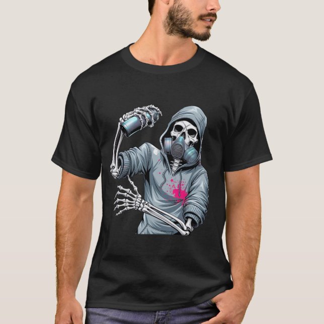 Skeleton Street Graffiti Cool Trend T - Shirt (Vorderseite)