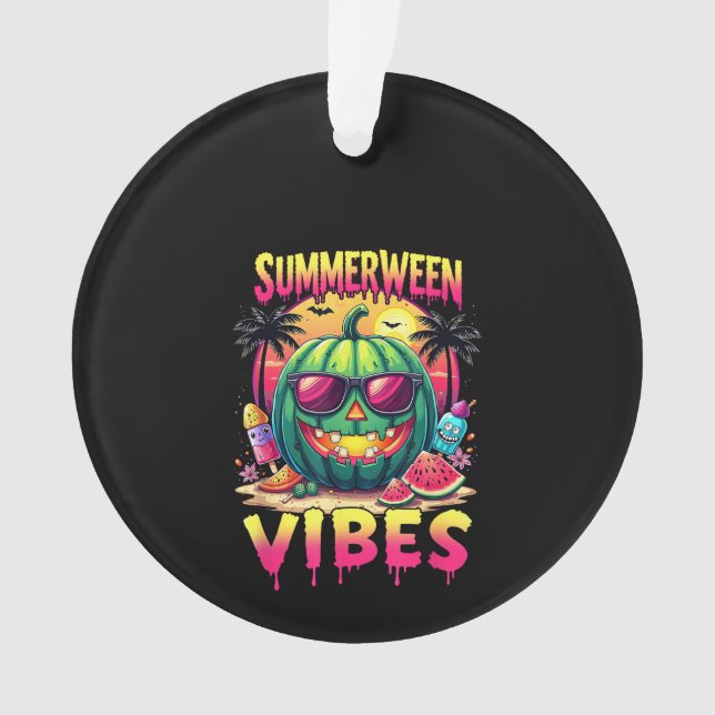 Skeleton Summer Summerween Vibes Watermelon Jack-O Ornament (Vorderseite)