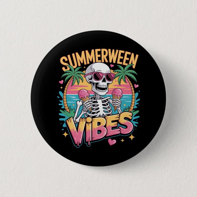 Skeleton Summerween Vibes IceCream Button (Vorderseite)