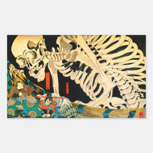 Skeleton Summont by Hexe Kuniyoshi Kunstvoll wande Rechteckiger Aufkleber