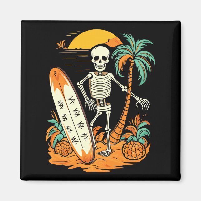 Skeleton-Surfen Halloween Hawaii Hawaiian Männer Magnet (Vorne)