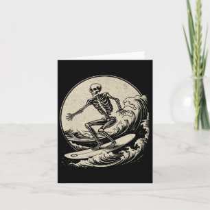 Skeleton Surfer Vintag Big Wave Surfing Funny Hal Karte