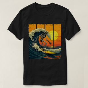 Skeleton Surfer Vintag Surfing Sonniges Halloween T-Shirt