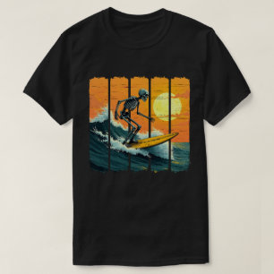 Skeleton Surfer Vintag Surfing Sonniges Halloween T-Shirt
